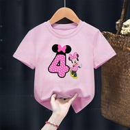 【220G 100%Cotton】 DUDU kawaii Girl t-shirt Cute Mickey Mouse 1-12 Years Old Birthday Digital Print C