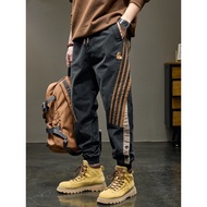 [H2O] American Street Wear Three-Bar Stripes Contrast Color Stitching Overalls Men's Spring Slim-Fit