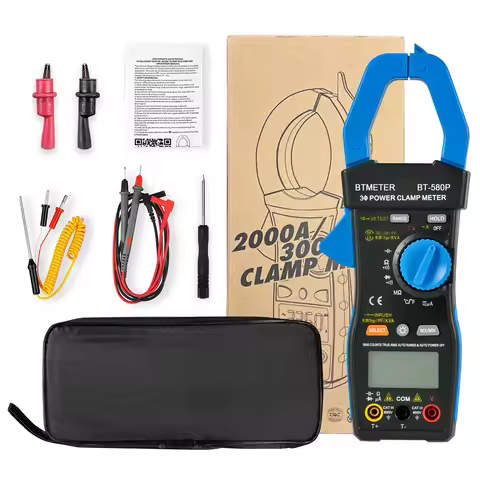 9999 Counts Power Meter Three-Phase Clamp Meter Multimeter, In-Rush Current,True RMS,ACV,ACA,KW,KVA,