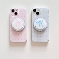 Polka Dot Bow Magnetic Holder iPhone 17E 16E 15 14 13 12 11 Pro Max Phone Case iPhone17 Protective