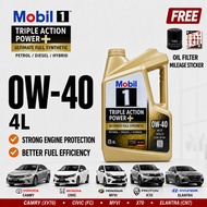 Original MOBIL 1 TRIPLE ACTION POWER+ 0W-40 4L Full Synthetic Engine Oil Car Lubricant Engine Protec