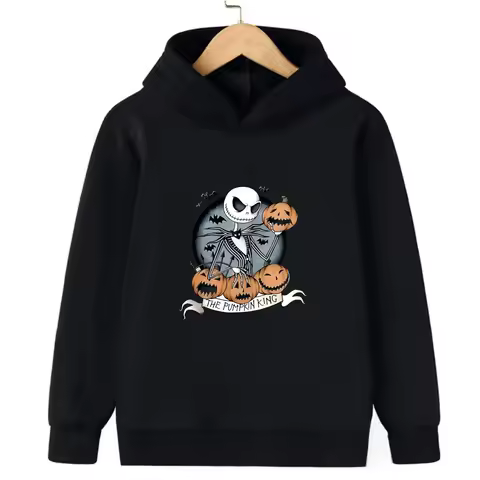 Disney The Nightmare Before Christmas Children's Hoodie Jack Skull Halloween Pumpkin Print Casual Wa