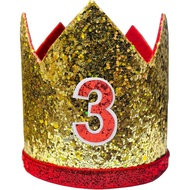 CHuangQi Birthday Party Glitter Crown, 3rd Birthday Party Hat for Boy Girl (3rd)