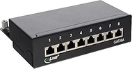 InLine 76808A Patch Panel Flat Cat.6A 8-Way Mounting on Top Rail (TS35) Black RAL9005