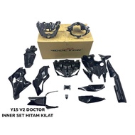 Y15 DOCTOR GENUINE INNER FULL SET Y15zr V1 V2 HITAM KILAT GLOSSY BLACK [14 item with EXHAUST COVER]