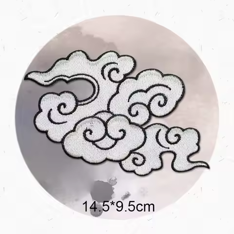 Embroidery Sew on Patch with Auspicious Cloud, Decorative Embroidery, Chinese Style, DIY Accessories