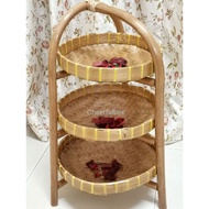 [Cheerfulbee] Handmade Multipurpose Rattan 3 Tier Storage Tray / Bakul Bawang Rotan 3 Tingkat