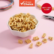 24K,  Manik Abjad Akrilik Berwarna Emas untuk Membuat Kalung dan Gelang Peribadi