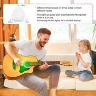 3 Piece LED Guitar Pick Bass Plectrum Light Up Beat Pick Glowing Picks with Lights Plastic Musical I