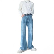Jies Unisex Retro Flared Slim Bootcut Wide Leg Jeans - Light Blue D666