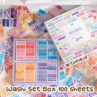100 Lembar Washi Sticker Set Box Estetik Aesthetic / Tape Masking Tape