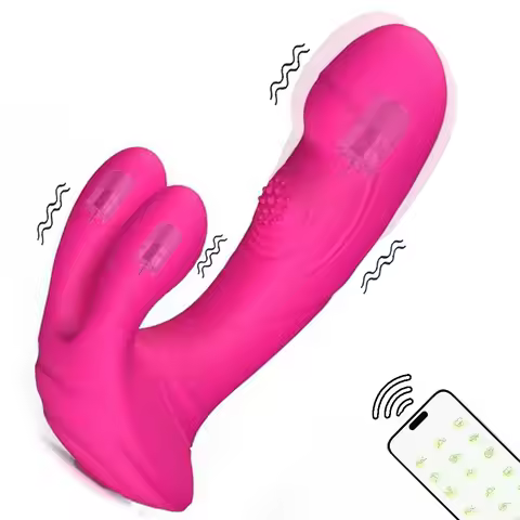 Multifrequency APP Controlled Rabbit Vibrator, 3 Motors G-spot Clitoral Stimulator, Alternating Trip