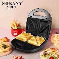 SOKANY302Three-in-One Household Mainboard Sandwich Machine Toaster Stainless Steel Multi-Function Breakfast Maker