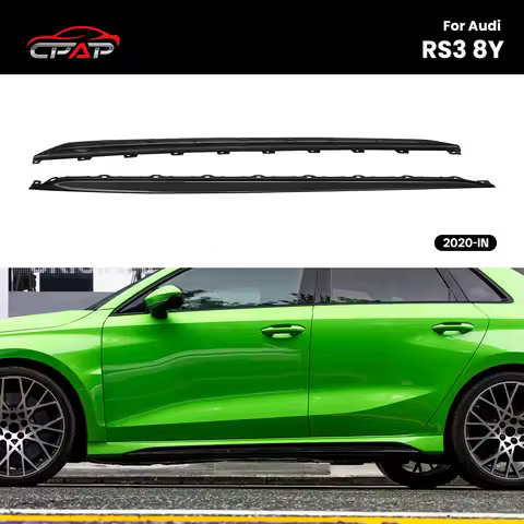 Real Dry Carbon Fiber Side Skirts Trim Replacement For Audi RS3 8Y LCI OEM Style 2020-IN 2Pcs/Set