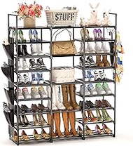 Large Shoe Rack Organizer Storage, 9 Tier Tall Shoes Rack for Entryway Closet, 60 Pair Shoe Organizer Shelf Stand, Big Black Metal Free Standing Shoe Cabinet Rack Tower for Bedroom Cloakroom Hallway