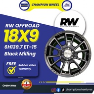 *SET*RW Offroad Wheels Black Milling GR066 18x9 ET-15 6H139.7 CB106.1  Sport Rim for 4x4 with (4pcs)