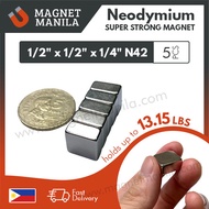 5 pieces 1/2" x 1/2" x 1/4" Neodymium Magnet, N42 Super Strong Earth NdFeB Magnet
