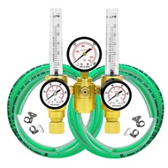 Dual Output Argon Regulator Flow Meter for Tig Mig Welding Welder CGA-580 Inlet 8mm Outlet with 2 Pcs 3M Silicon Gas Hose
