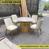 Dining Table Set Marble Circle Chair 4