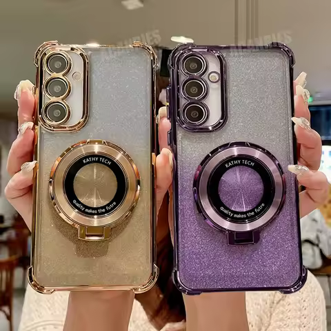 A 16 15 35 55 54 34 14 Luxury Plating Holder Case For Samsung Galaxy A55 A35 A25 A15 A16 A36 A54 A34