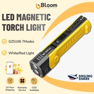 Smiling Shark GZ5106 LED Magnetic Torch light Super Bright Rotatable Flashlight 7mode WhiteRed Light
