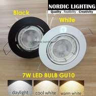 Eyeball Casing c/w 7W Led Bulb GU10 Lamp Holder Spotlight Recessed Eyeball Downlight Casing Nordic Lighting Ceiling Lamp Black / White Casing Lampu Siling (ND-EB212-GU10)