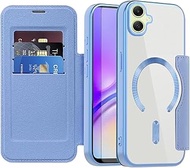 Asuwish Phone Case for Samsung Galaxy A05 Magnetic Wallet Cover with Tempered Glass Screen Protector