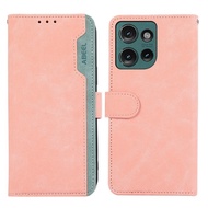 Ready to ship ABEEL Color Block RFID Leather Phone Case For Motorola Edge 50 5G Global/Motorola Edge