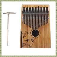 17 Keys Kalimba Bamboo Thumb Piano Pattern Kalimba Professional Finger Piano with Tuner Hammer