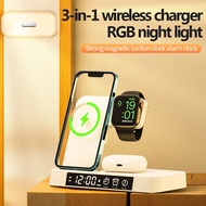 30W Wireless Charger with Alarm Clock Wireless Fast Charging Station with Night Light