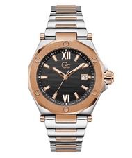Guess Collection-Swiss Mvt  PB Silver  Rose Gold PVD case  bclt  Black-Men-Watches-Black