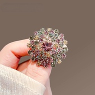 Retro Color Diamond Dandelion Design Brooch Female New Style Luxury Pin Brooch Suit Coat Accessories