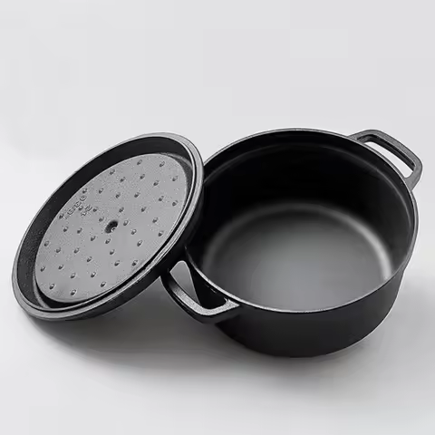 Deepened Enameled Dutch Oven Uncoated with Lid Cast Iron Pot Baker‌ 10-32cm Heat Resistant Stew Soup