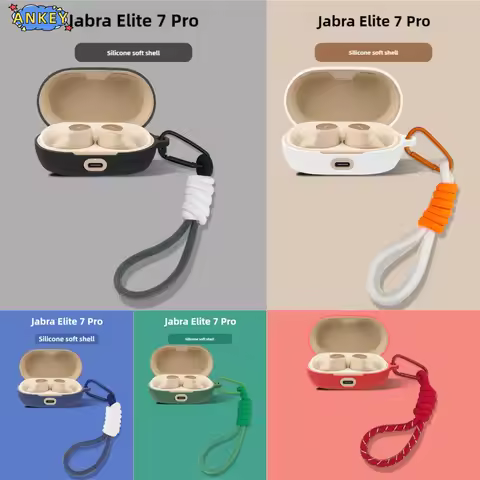 for Jabra Elite 7 Pro Case Soft Protective Cover Nylon Lanyard Jabra Elite7Active Shells Sleeve Hand