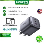 UGREEN 65W GaN Charger Foldable UK Plug 3 Ports Type C PD 3.1 Fast Charging iPhone 17 16 Pro Macbook