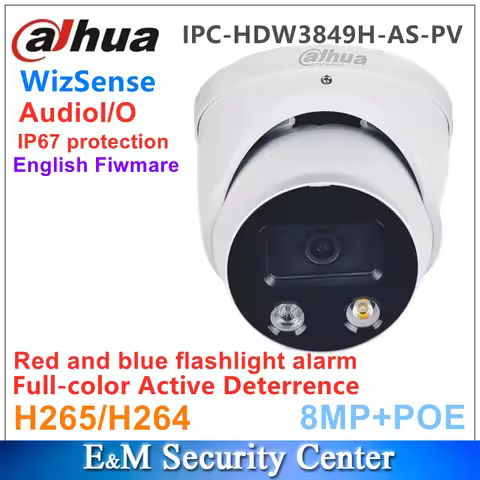 Original Dahua IPC-HDW3849H-AS-PV-S4 And S5 8MP Active Deterrence Fixed-focal Eyeball WizSense Netwo