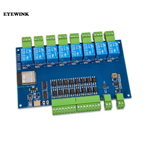 ESP32 Modbus eight channel relay RS485 8-input 8-output optocoupler isolation