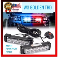 2Pcs 6 LED Car Emergency Warning Strobe Flashing Light Federal Signal Warning Light & Switch 12-24V 