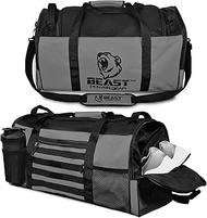 Beast Power Gear Gym Duffle Bag- Workout, Boxing, MMA, Sports Bag with Shoes Compartment and Adjusta