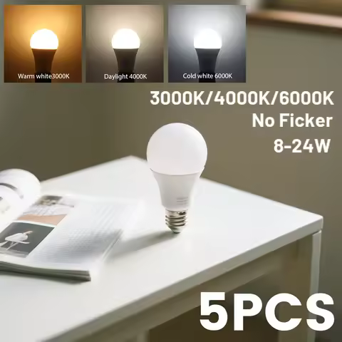 5pcs E27 LED Bulb Lamps AC 220V 110V Light Bulb Real Power 20W 18W 15W 12W 10W 9W 8W Lampada Living 