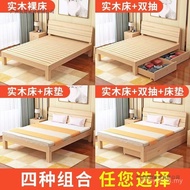 Wooden Bed Modern Single Bed Mattress Free Bed Frame Solid 1.82m Simple Rental Room 1.21.5m Simple D