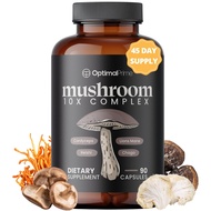 10x Mushroom Complex Supplement - Lions Mane, Cordyceps, Turkey Tail for Immunity, Energy, Mood, Foc