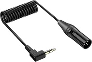 Right Angle 3.5mm to XLR Aux Cable Coiled 1/8 Inch Jack Stereo to XLR Male Cord Adapter 90 Degree An