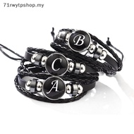 71rwytpshop.my Fashion 26 Letters PU Leather Bracelets Multilayer A-Z Name Initials Bracelet For Men