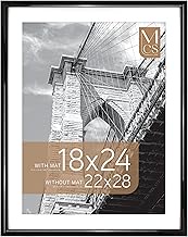 MCS Trendsetter 22x28 Poster Frame, Display Pictures 18x24 With Mat or 22x28 Without Mat, Vertical &