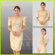 ♘ ✌  Modern filipiniana dress with 3D patching lace Woman Dress Formal dress for woman