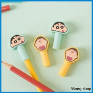 DAISO Korea Crayon Shin-chan Character Face Pencil Cap Set