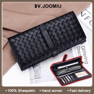 Women's Leather Hand-Woven Classic Tri-Fold Long Wallet Large-Capacity Handbag Luxury Design High Qu