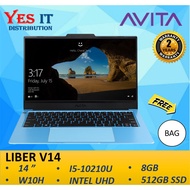 AVITA LIBER V14 LAPTOP 14 "ANGEL BLUE ( I5-10210U, 8GB, 512GB SSD, INTEL UHD, W10, 2YW ) FREE BAG