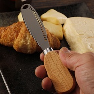 Stainless Steel Tableware Butter Scraper Rubber Wood Perforated Creamy Bread Jam Cheese 26.4.23 H9VX